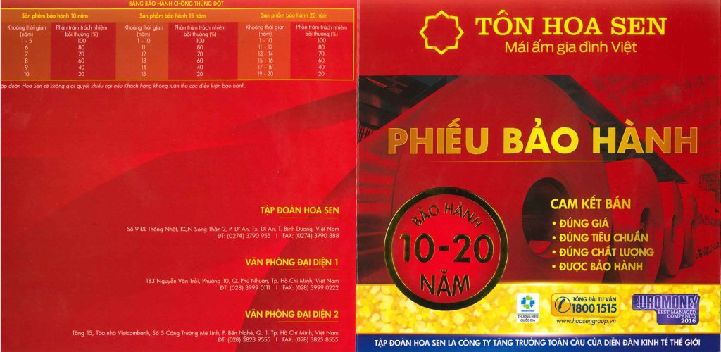 Phiếu Bảo hành Tôn Hoa sen