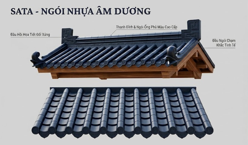Giá Ngói Nhựa Âm Dương Mới Nhất 2026 – Bảng Báo Giá Chi Tiết 3 Ngói nhựa âm dương tại Thép SATA