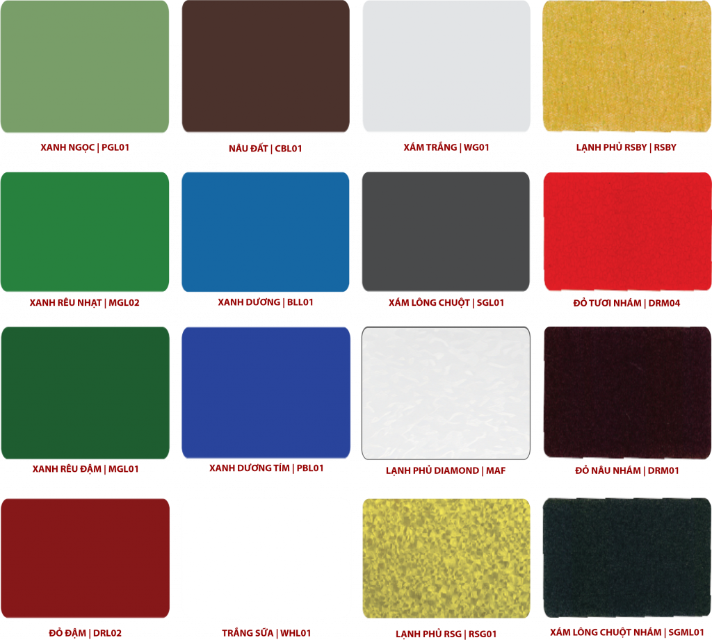 Giá Tôn Vina One Chính Hãng 2025 – Cập Nhật Từ Nhà Máy 4 Tôn Vina One cung cấp bảng màu đa dạng