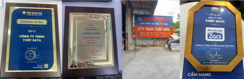 Giá Xà Gồ C Mới Nhất – Bảng Báo Giá Xà Gồ C Mạ Kẽm, Đen 4 Một số chứng nhận uy tín - Đại lý Thép SATA