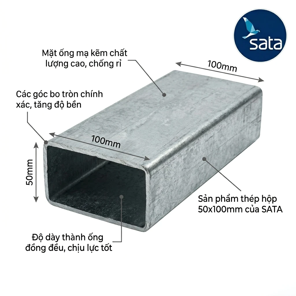 Cấu tạo Thép hộp 50x100