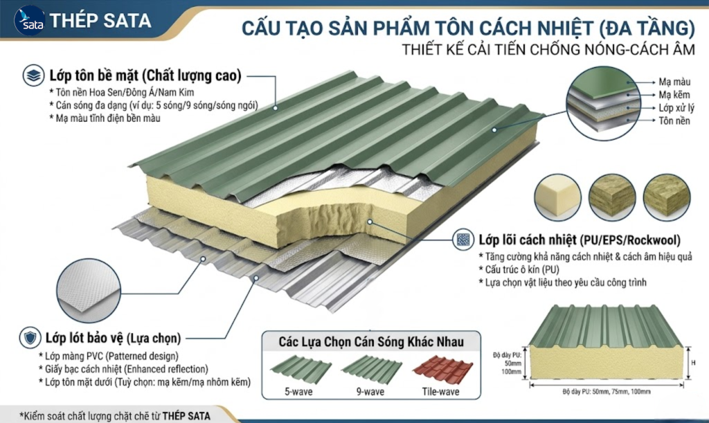 Cấu tạo tôn cách nhiệt