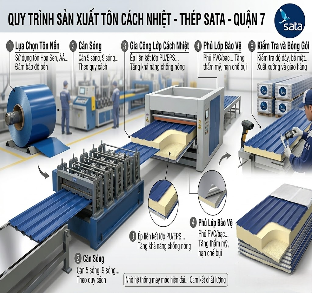 Quy trình sản xuất tôn cách nhiệt tại SATA