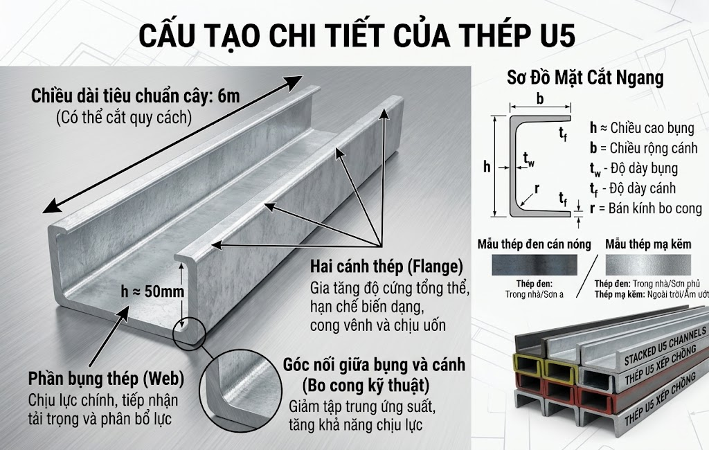 Cấu tạo Sắt U5