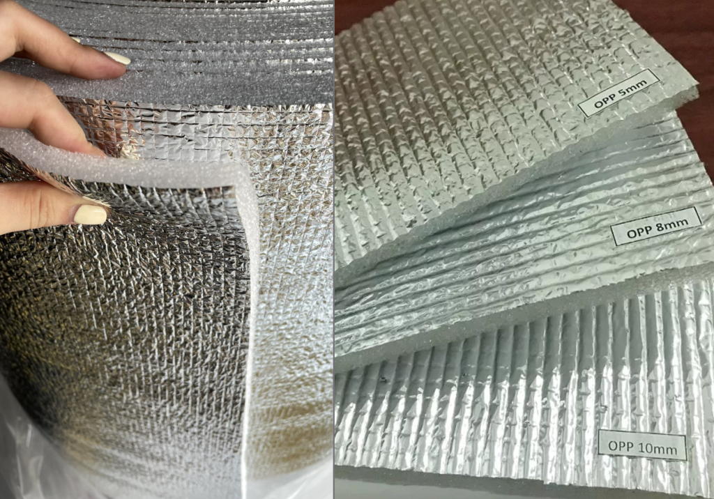 tấm cách nhiệt 2 mặt bạc vs 2 mặt nhôm