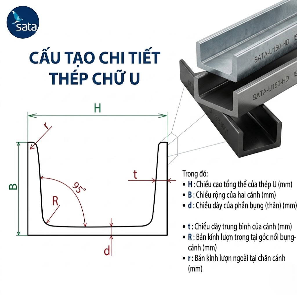 Cấu tạo thép hình U