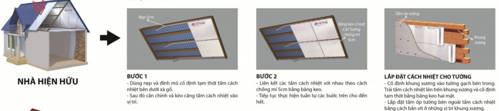 Thi công tấm cách nhiệt A2 cho nhà hiện hữu