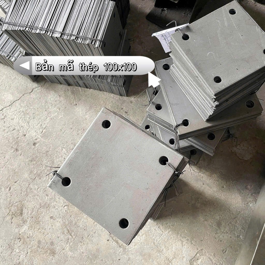 Bản Mã Thép 100x100 Gia Công Theo Yêu Cầu, Độ Chính Xác Cao 2 Bản Mã Thép 100x100