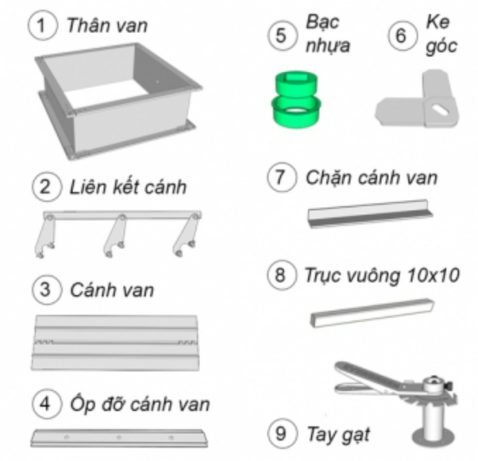 Van Gió Điều Chỉnh Lưu Lượng Tay Gạt Vuông S-VCD 4 image 110