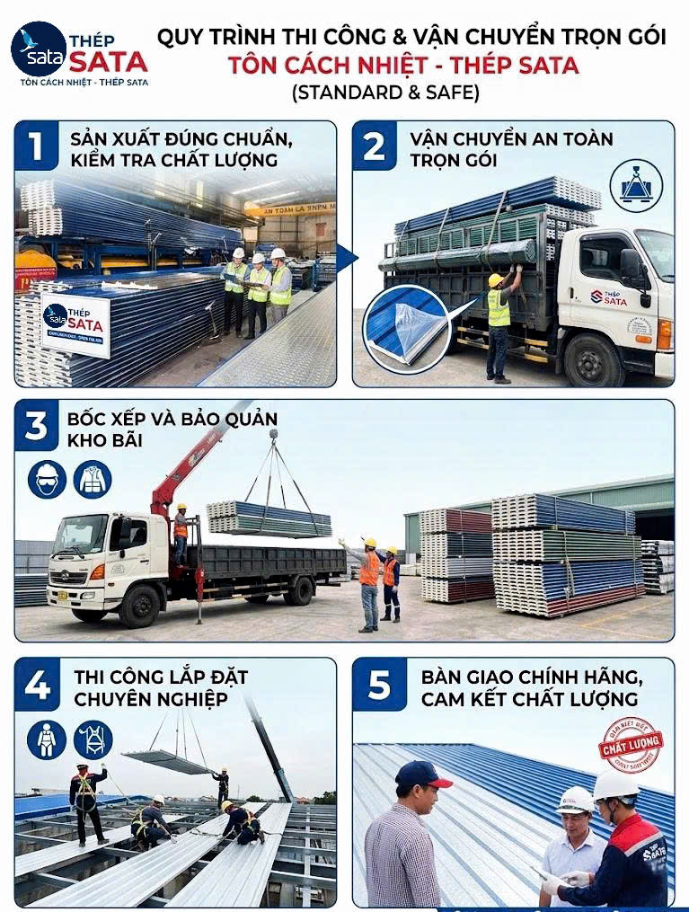 Giá Tôn Cách Nhiệt Tại Quận 12 - Giá Tận Xưởng, Giao Nhanh 7 Thi Công Và Vận Chuyển Tôn Cách Nhiệt Tại Quận 12